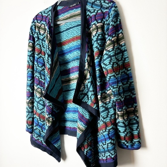 NIC + ZOE •Women’s Multi Knit Open Front Waterfall Cardigan Sweater Retro Size L - Picture 3 of 6
